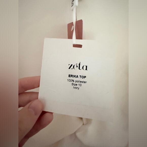 NWT BHLDN Zeta Erika Top Ivory White Long Sleeve Pearl Blouse Size 10 - Picture 4 of 9